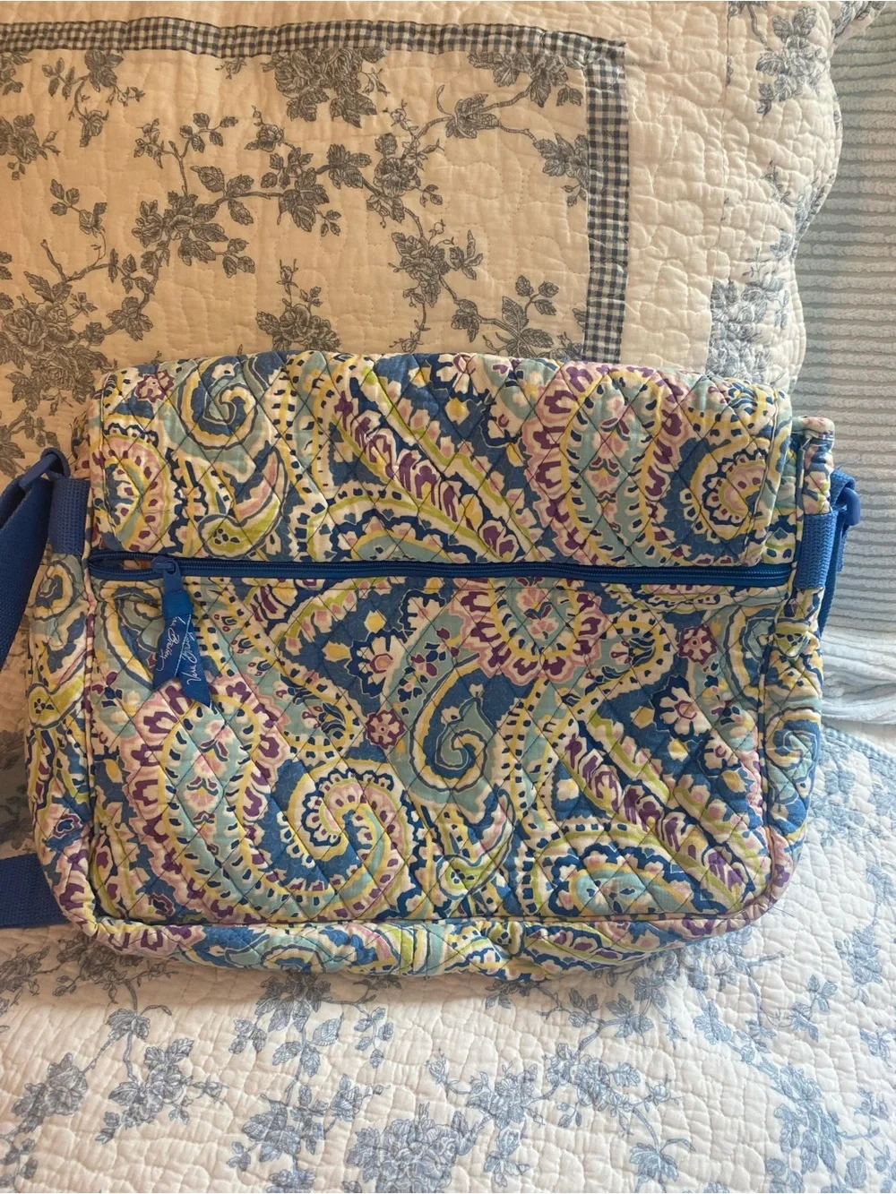 Vera Bradley Vintage Classic Messenger Bag Capri Blue Y2K